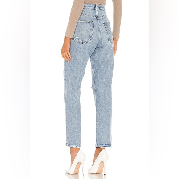 Agolde 90s High Rise Loose Fit 100% Organic Cotton Distressed Blue Jeans Size 23 - Picture 2 of 16